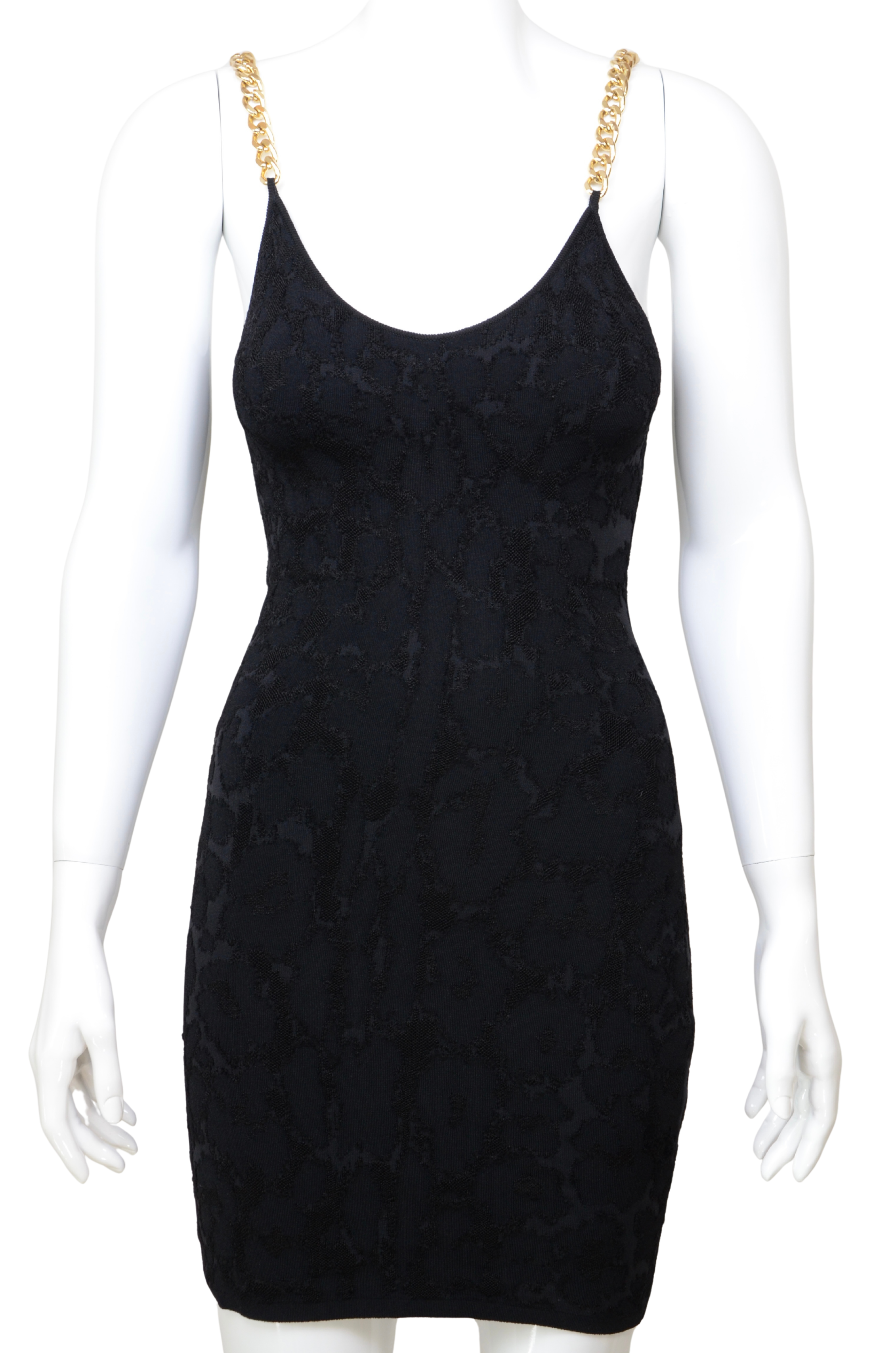 Roberto Cavalli Black Chain Strap Mini Dress