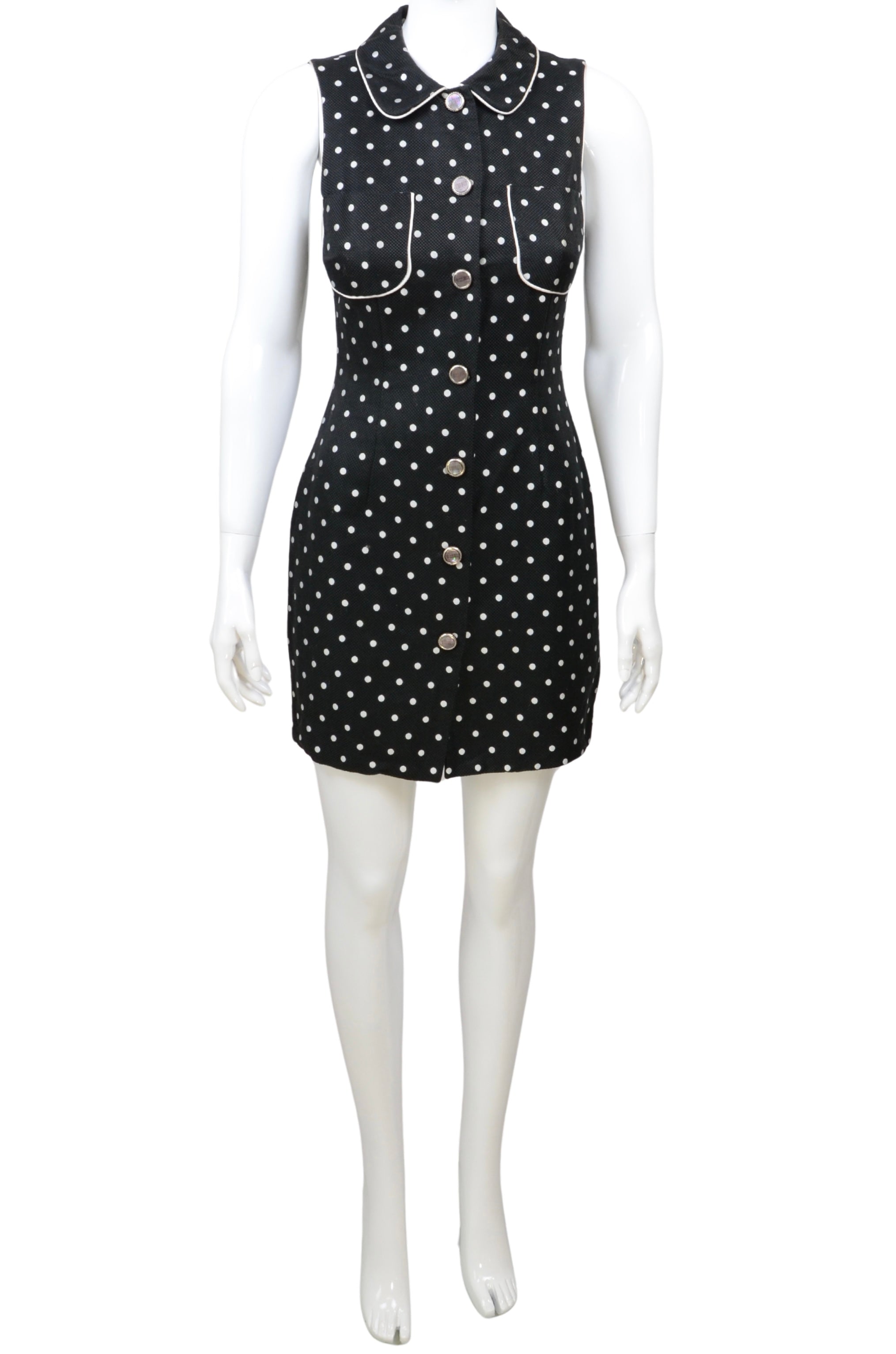 Versus Gianni Versace Black Polka Dot Mini Dress