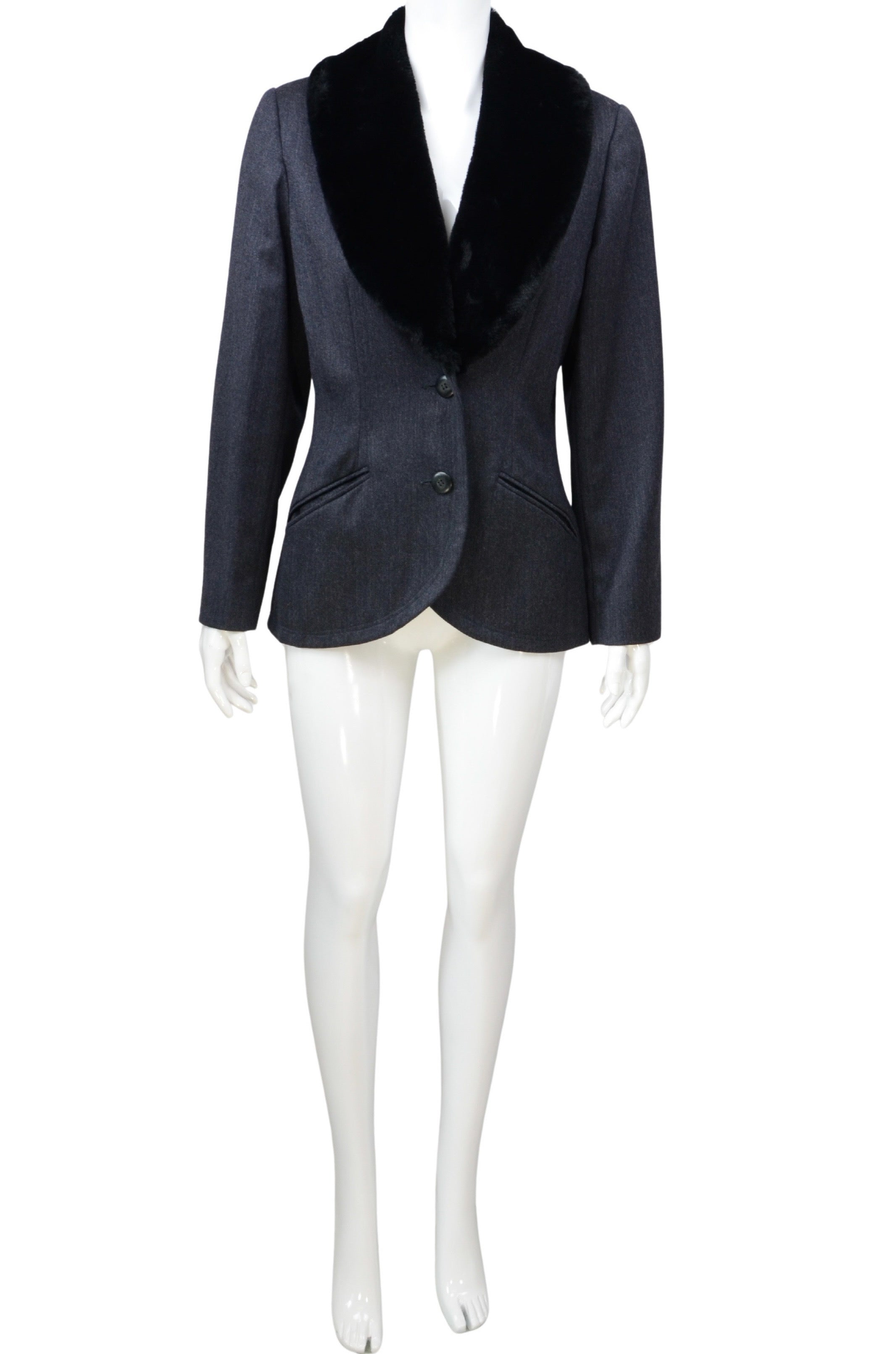 Jean Claude Wool Blazer with Faux Fur Collar