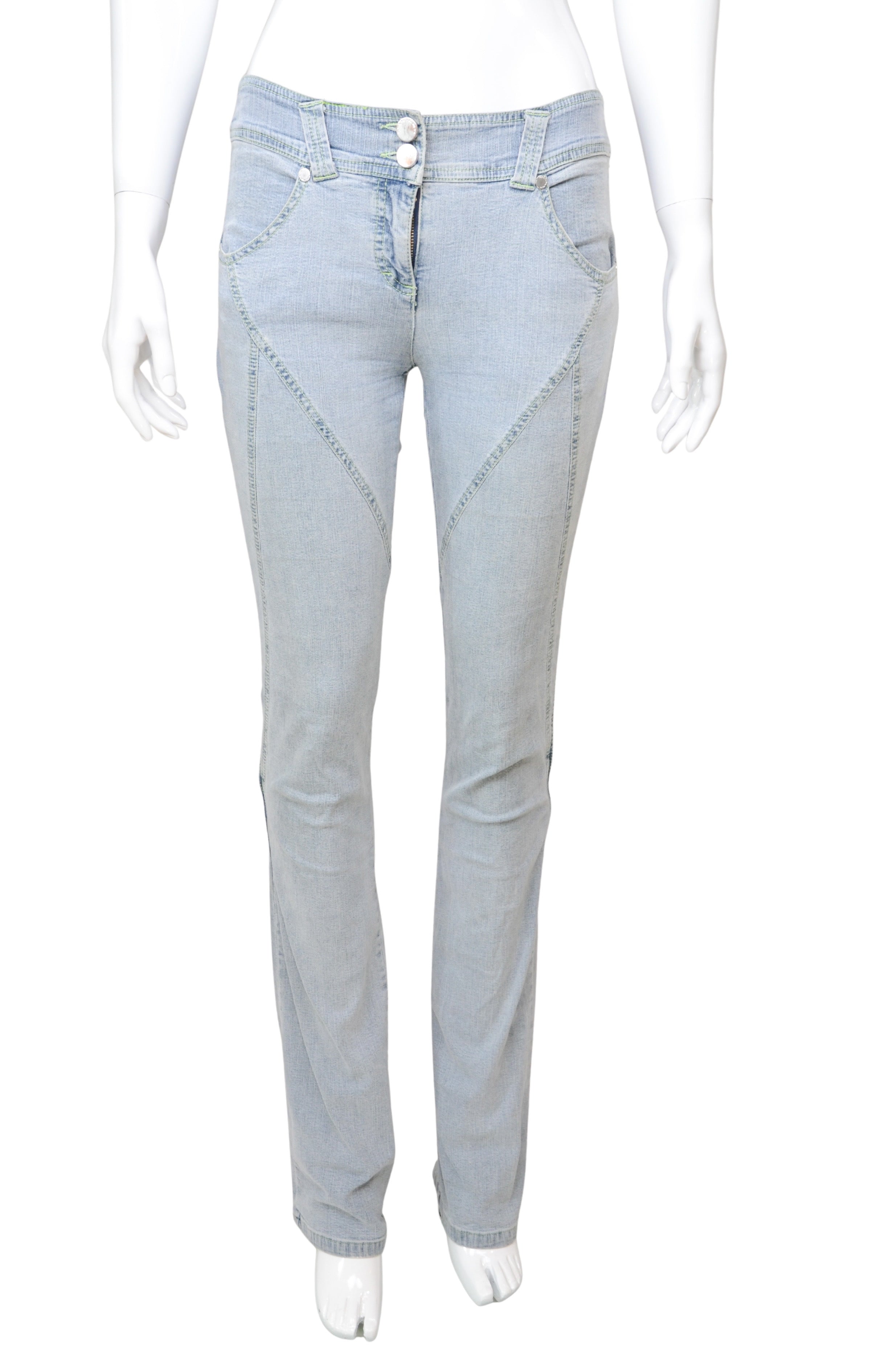 Mugler Light Wash Sculpted Denim Jeans