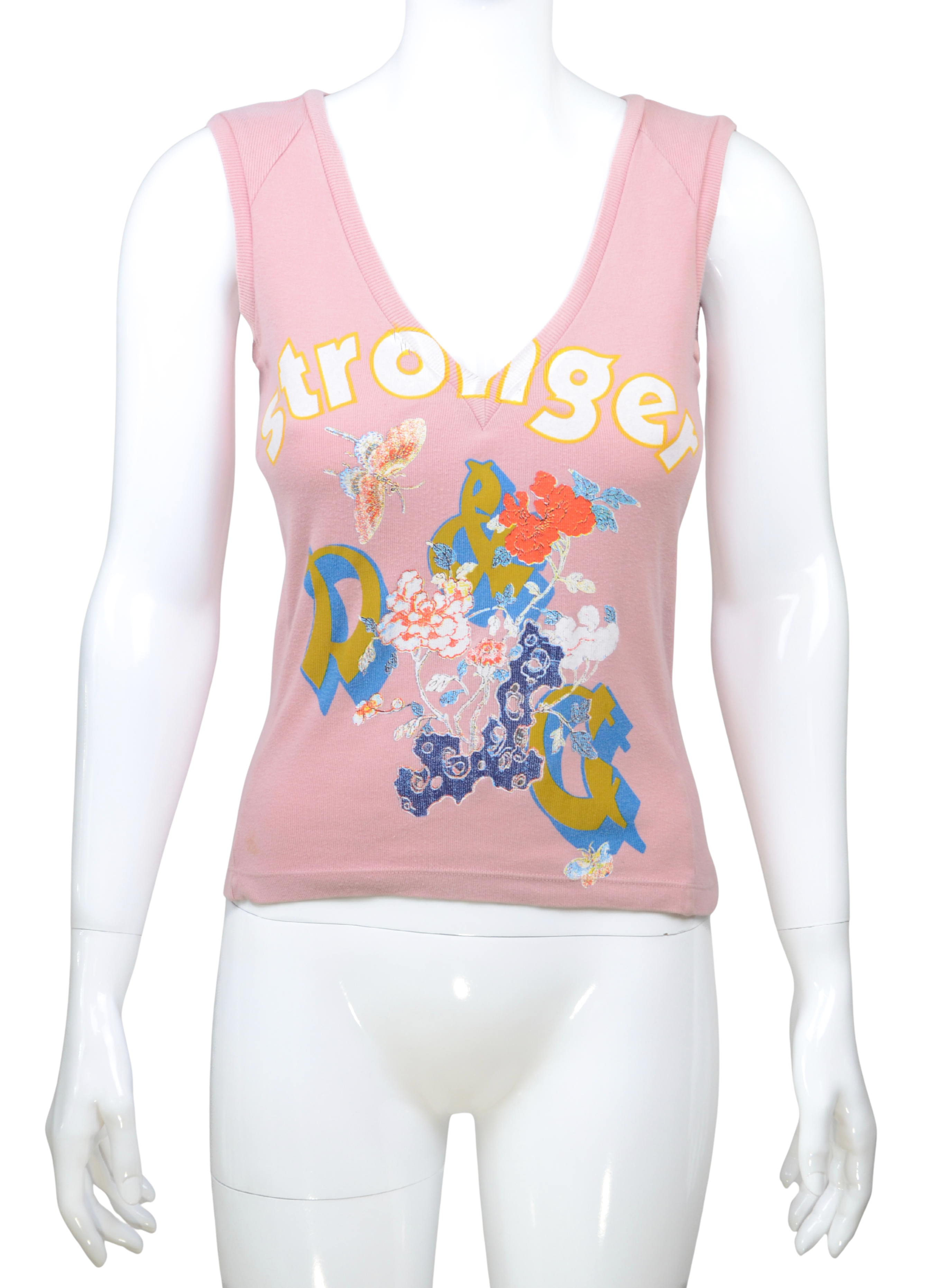 D&G “Stronger” Graphic Sleeveless Top with Baseball Appliqué