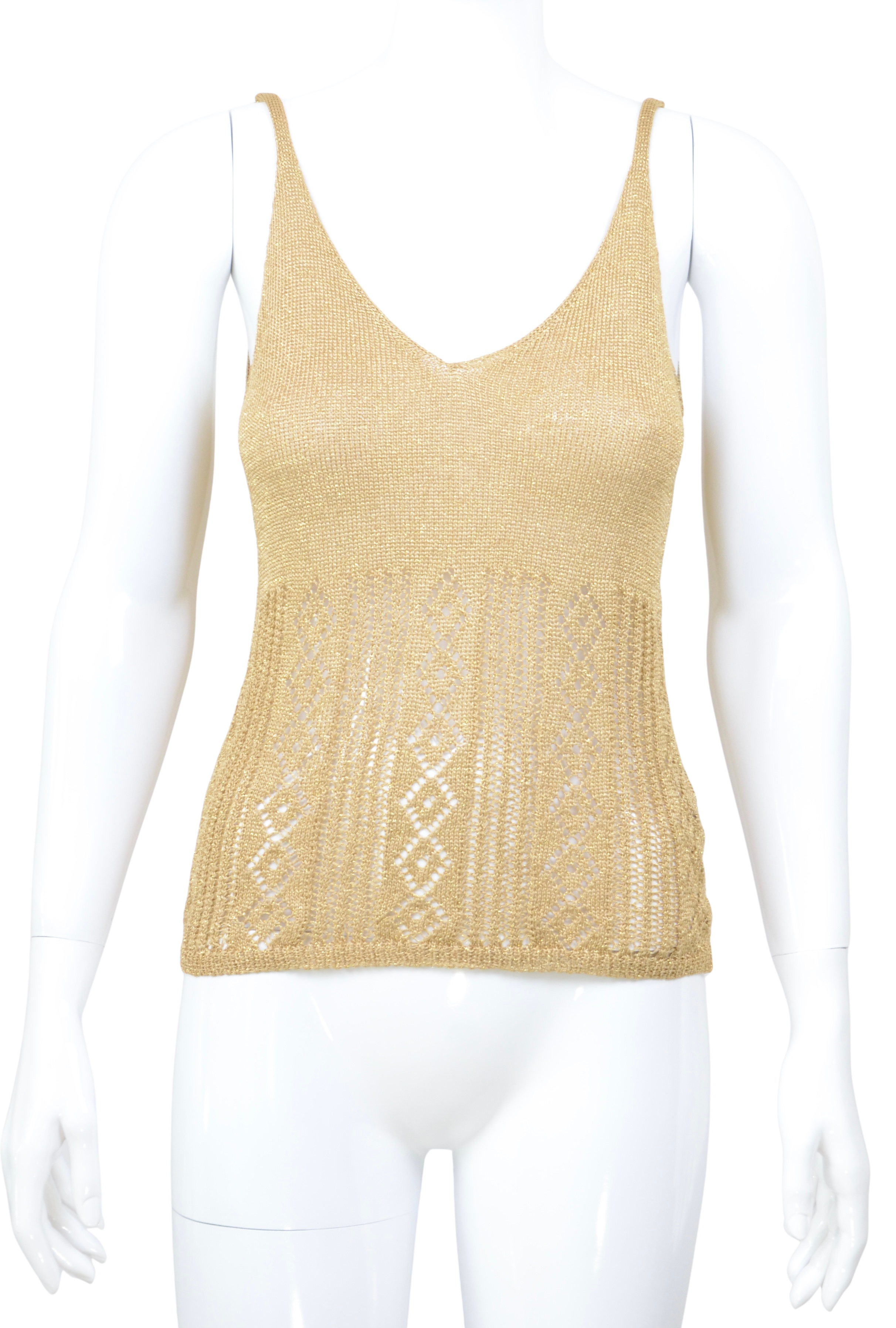 Heeps Evening Glamour Metallic Gold Knit Tank Top – Italian Vintage