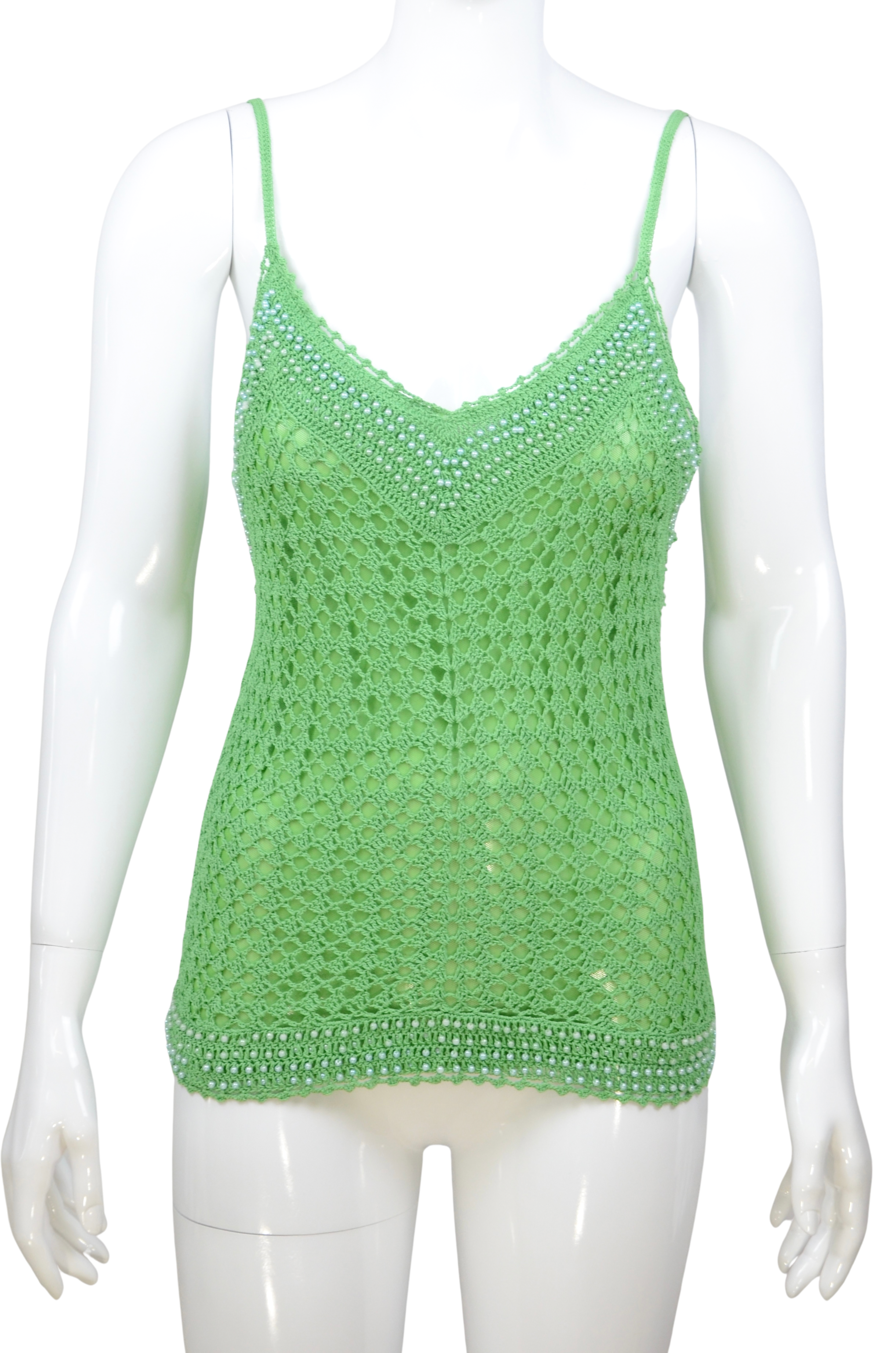 Y2K Green Crochet Camisole Top